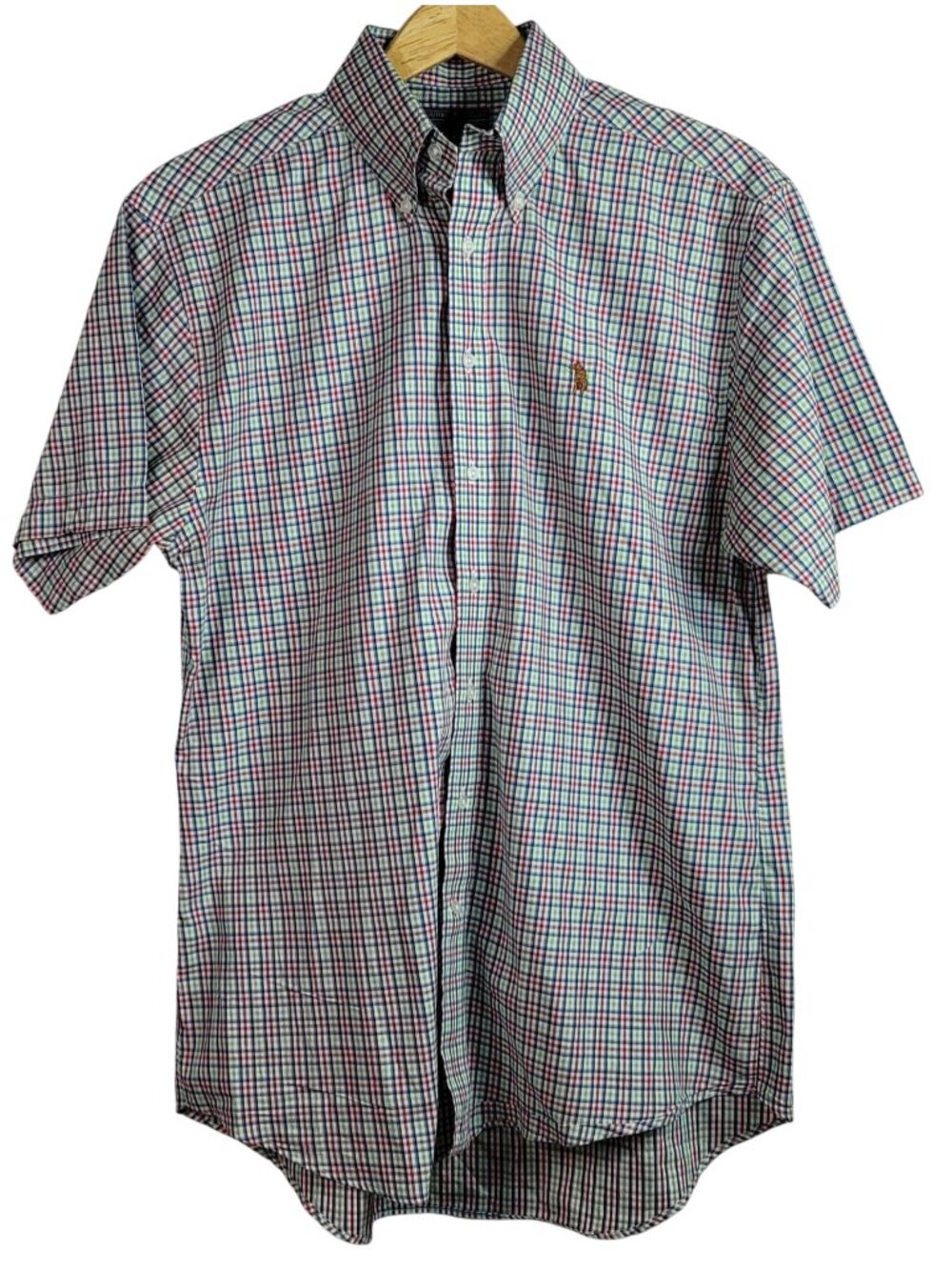 Southern Casanova Mens Button Down Shirt Multi Medium Short Sleeves Logo Plaid